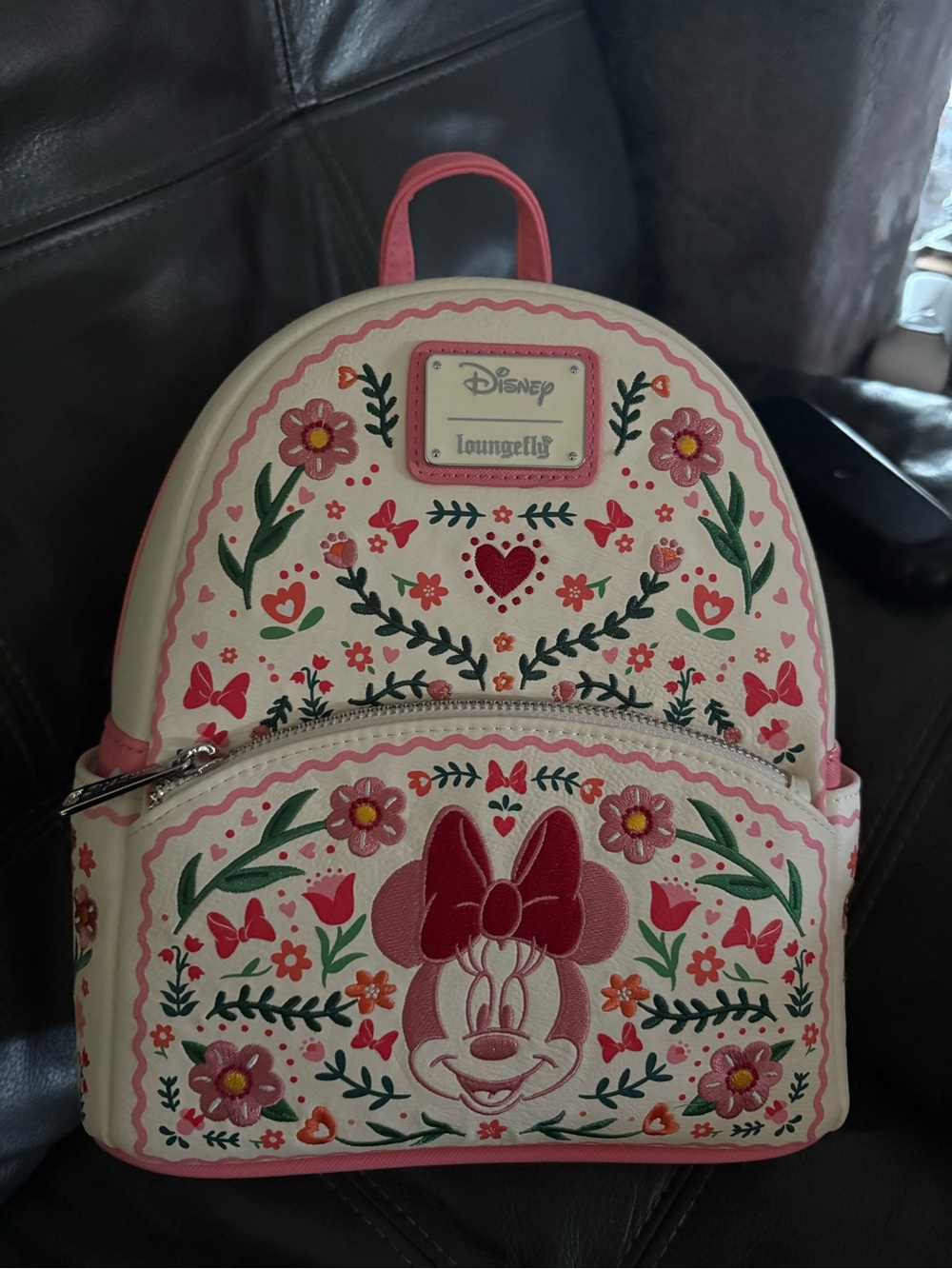 Loungefly Disney Minnie Mouse Pink and Cream Floral Mini Backpack